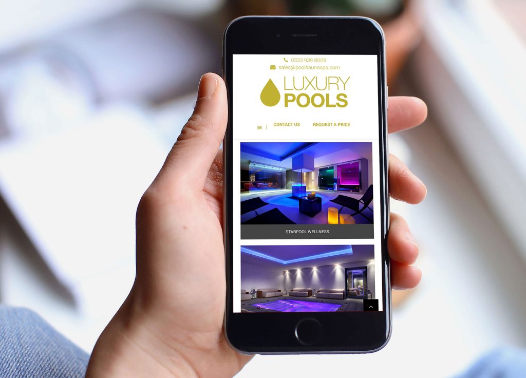 luxury pools mobile website design